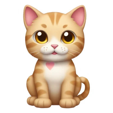 Kitty with lots of hearts sticker