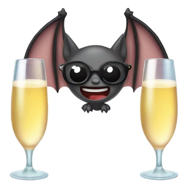 Bat with 2 glasses of champagne sticker