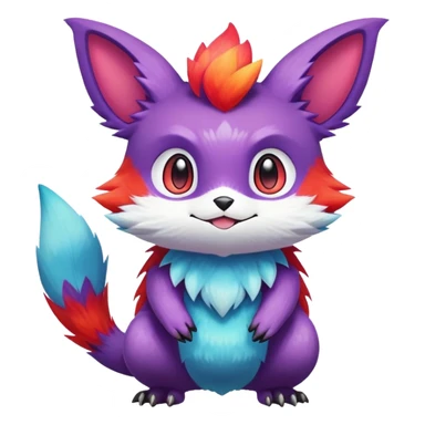 Colorful cute furry anthropomorphic painted Fakémon-Pokémon-creature sticker