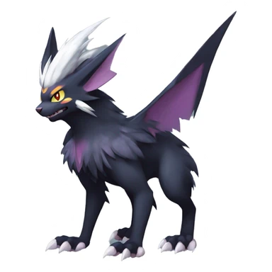 Edgy Cool Fluffy Shadow type Nargacuga-Noivern-Pokémon-fusion-cat Full Body sticker
