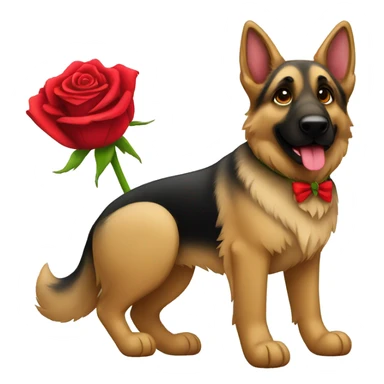 German Shepard with red rose sticker