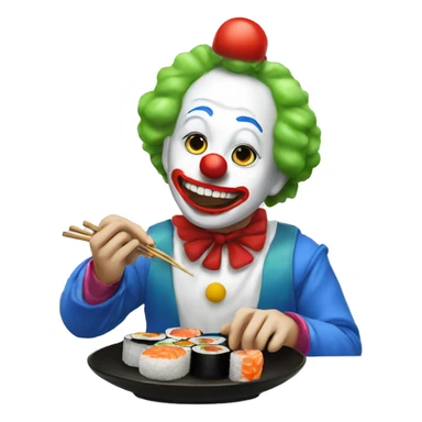 a clown eating sushi sticker