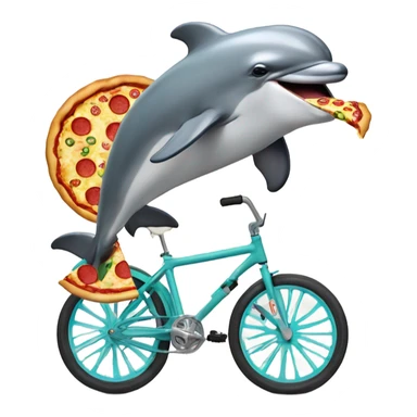 Dolphin eating pizza whilst riding a unicycle  sticker