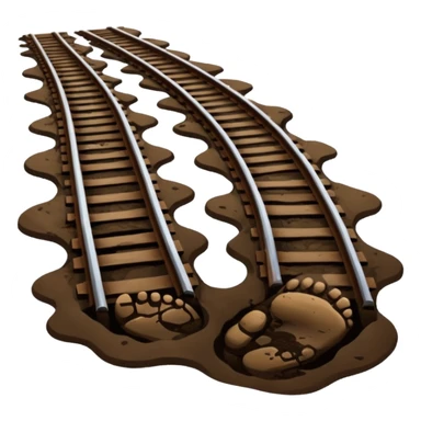 footprints near train track sticker