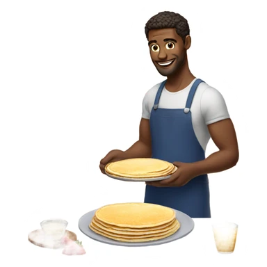 Attractive man making pancakes  sticker