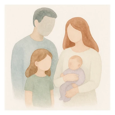 a family portrait, watercolor style sticker