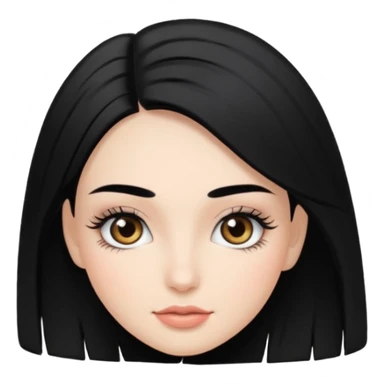 Красивая девушка с черными волосами с ресничками и бровями парманент sticker