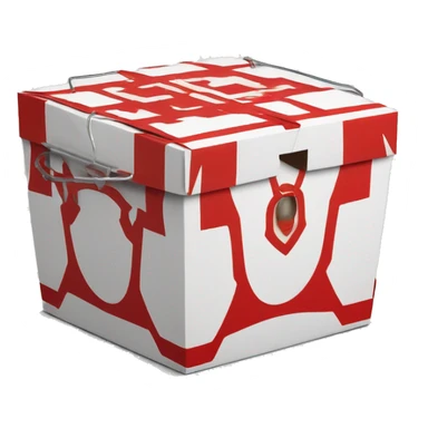 Red and white Chinese take out box with metal handle sticker