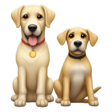 Yellow lab and schnauzer sitting together  sticker