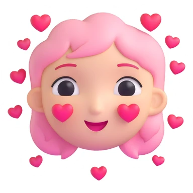 blushing face with hearts around it sticker