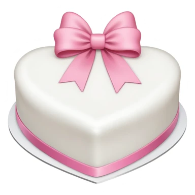 white heart shaped birthday cake with pink bow sticker