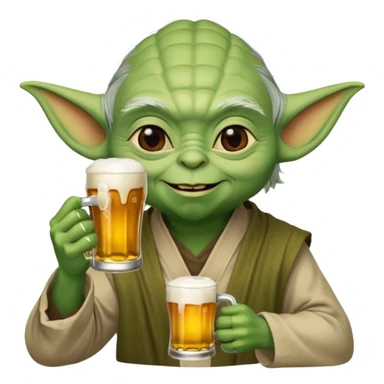 Yoda with a cup of bear sticker