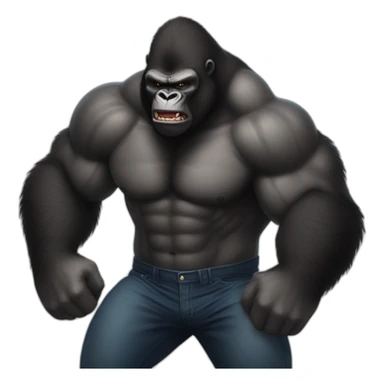 Very buff Gorilla beats man sticker