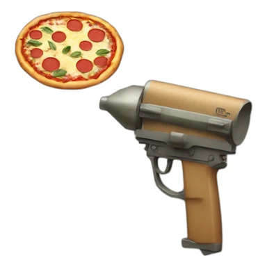 A pizza with a bazooka sticker