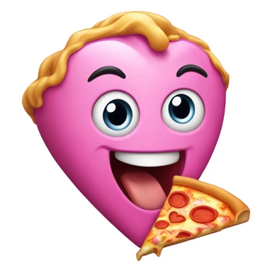 Pink heart eating pizza  sticker