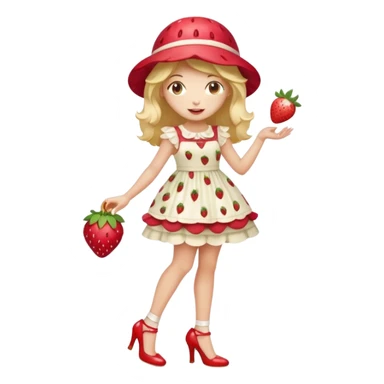 pretty and cute realistic modern day strawberry shortcake full body with high heels sticker