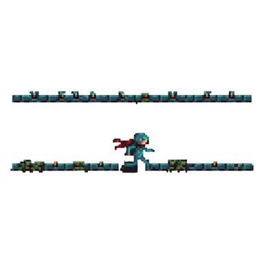 stick man running in retro video game pixel art style sticker