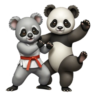 Koala and panda doing karate sticker