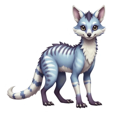 Feral Rare Fantasy dark pastel-white-gradients Vernid-Sergal-Genet-species by LiLaiRa, random markings, tufted ears, full body, 4 legs sticker