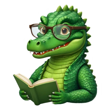 kitap okuyan timsah sticker