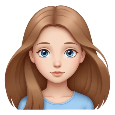 Defined Girl with long thin, light-brown hair, sky eyes, lots of blush sticker