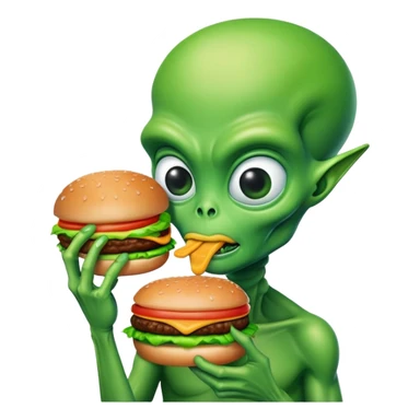 alien eating buger sticker