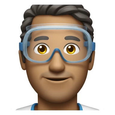 face of latin american man smiling with clear protective and work protection gogles glasses sticker