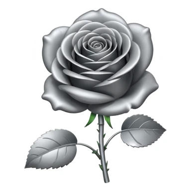gray metal chrome rose, without green leaves, just flower sticker