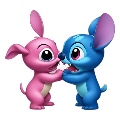 Blue and pink Stich kiss from lilo and stich sticker
