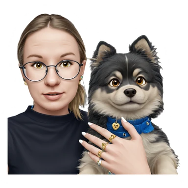 girl with dog and jewelry sticker