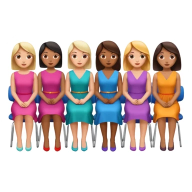 appreance of 6 woman sitting each chair from behind  sticker