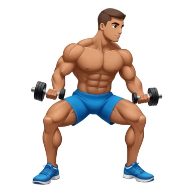 side-view bodybuilder dumbbell lunges sticker