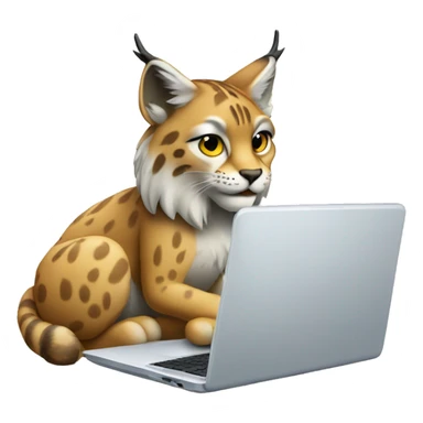 A lynx with a laptop sticker