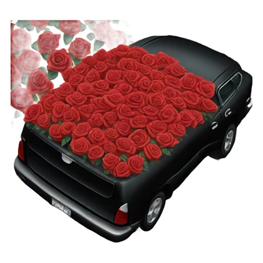 black open car trunk with red roses left in it sticker