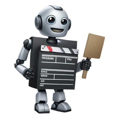 robot holding a clapboard sticker