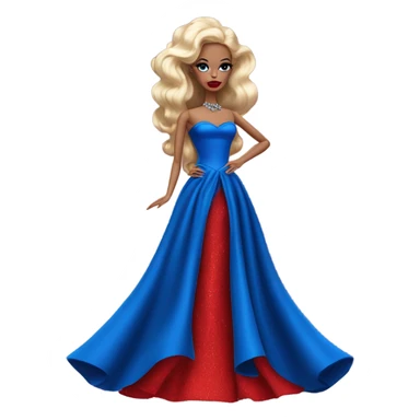 Red horned Satan Barbie in beautiful blue evening gown  sticker