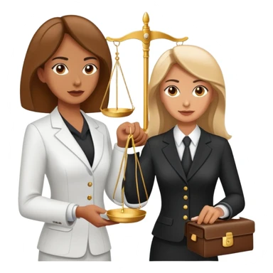 female notary with justice scale helping another woman sticker