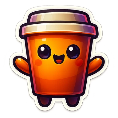 Tall coffee cup, offerring hug sticker