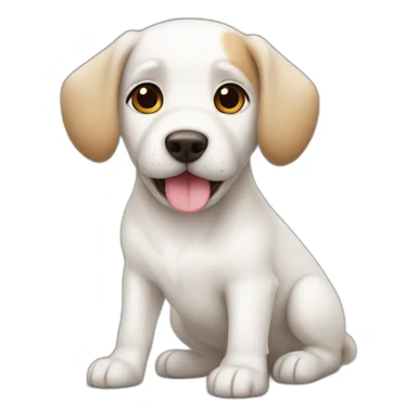 cute white dog with half head bnrown sticker