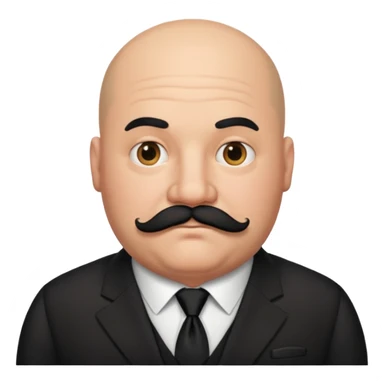 fat Bald guy with thick black mustache & tie sticker