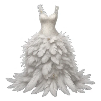 Hyper Realistic ornate Wedding dress displays  with feathers  sticker