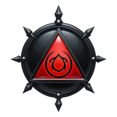 iOS sticker, dark fantasy amulet, black base, red symbol, minimal sticker