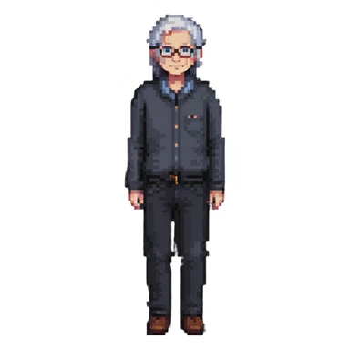 full body older human character sticker