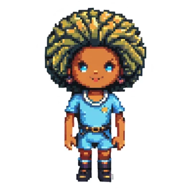 Retro pixel art character with afro hairstyle sticker