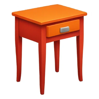 Sidetable is red with an orange drawer. sticker