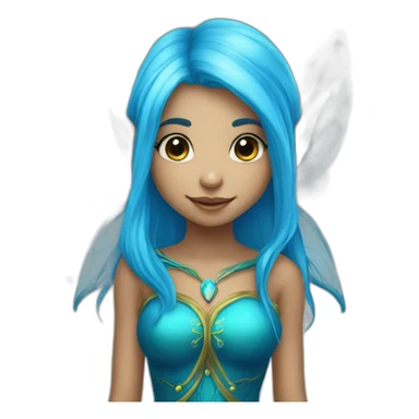 cute marine blue elf fairy with long hair sticker