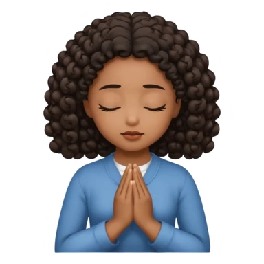 brown girl praying curls black hair and eyes closed sticker