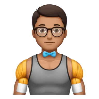 Male core muscles white dark brown hair round glasses sticker