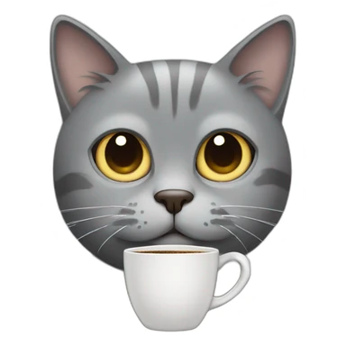 grey cat with coffee sticker