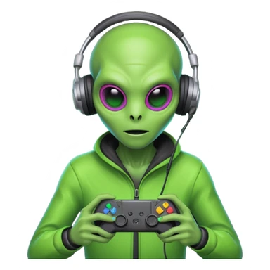 Neon alien gamer sticker